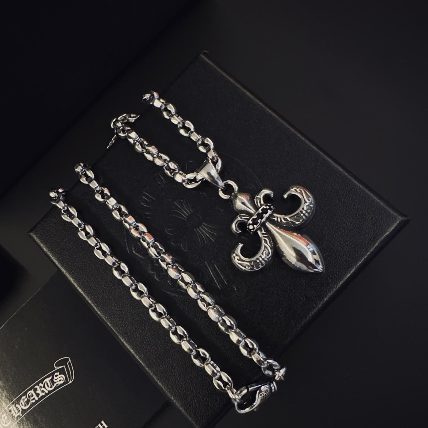 Chrome Hearts Silver Fleur-de-lis Pendant Necklace